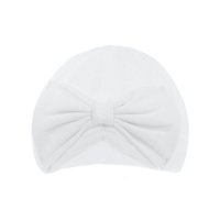 H15-W: White Turban Hat w/Bow (0-6 Months)