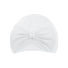 H15-W: White Turban Hat w/Bow (0-6 Months)