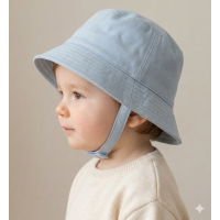 0192X-Silver: Baby Plain Silver Bucket Hat With Chin Strap (0-12 Months)