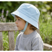 0193-Sky: Infants Plain Sky Bucket Hat With Chin Strap (1-4 Years)