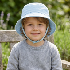 0193-Sky: Infants Plain Sky Bucket Hat With Chin Strap (1-4 Years)