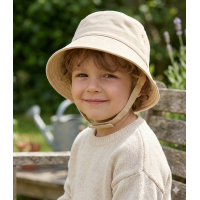 0193X-Biscuit: Infants Plain Biscuit Bucket Hat With Chin Strap (1-4 Years)