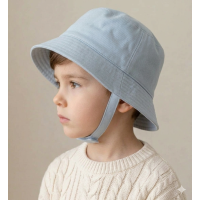 0193X-Silver: Infants Plain Silver Bucket Hat With Chin Strap (1-4 Years)