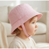 0241-Pink: Baby Girls Plain Bucket Hat  (0-12 Months)