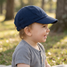 0278N: Baby Boys Plain Hard Brim Cap- Navy  (6-18 Months)