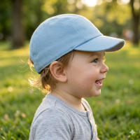 0278S: Baby Boys Plain Hard Brim Cap- Sky (6-18 Months)