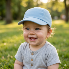 0278S: Baby Boys Plain Hard Brim Cap- Sky (6-18 Months)