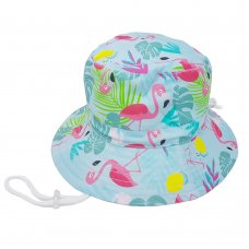 0352: Girls Flamingo Print Wide Brim Hat (1-8 Years)