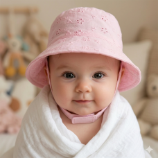 0378: Baby Girls Flower Hat With Chin Strap (0-6 Months)