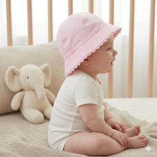 0388: Baby Girls Cloche Hat With Ric-Rac Edge  (0-6 Months)