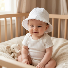 0388: Baby Girls Cloche Hat With Ric-Rac Edge  (0-6 Months)