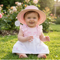 BW-0503-0804: Baby Girls Straw Hat With Bow (12-24 Months)