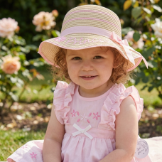 BW-0503-0805: Baby Girls Princess Straw Hat With Bow (12-24 Months)