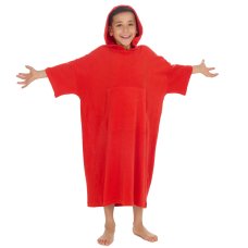 09C082/8-13: Kids Cotton Towelling Cover Up- Red (8-13 Years)