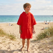 09C082/8-13: Kids Cotton Towelling Cover Up- Red (8-13 Years)