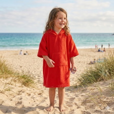 09C082/4-7: Kids Cotton Towelling Cover Up- Red (4-7 Years)