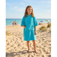 09C083/8-13: Kids Cotton Towelling Cover Up- Ocean Blue (8-13 Years)