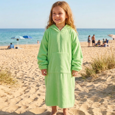 09C084/4-7: Kids Cotton Towelling Cover Up- Apple Green (4-7 Years)