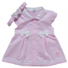 1019A: Baby Girls Classic Dress & Headband Outfit (0-9 Months)