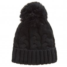10C213/2-6: Infant Black Cable Knit Hat  (2-6 Years)