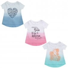 11C086: Baby Girls Dip Dyed T-Shirts With Print (3-24 Months)