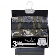 14C926: Infant Boys 3 Pack Trunk Fit Boxer Shorts (2-6 Years)
