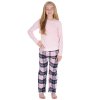 15C685: Girls Pink Top & Flannel Check Pant Pyjama (9-13 Years)