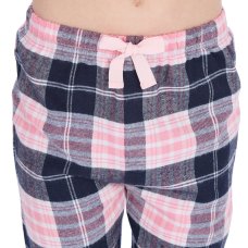 15C685: Girls Pink Top & Flannel Check Pant Pyjama (9-13 Years)