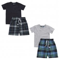 15C556: Infant Boys Lounge Set- T-Shirt & Check Short (3-6 Years)