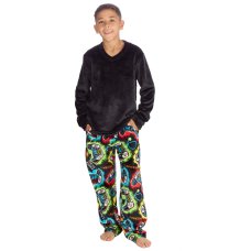 15C695: Boys Plush Top & Super Soft Printed Fleece Lounge Pant- Gaming (9-13 Years)