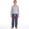 15C749: Boys Jersey Top & Soft Flannel Lounge Pant- Check (7-13 Years)