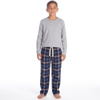 15C749: Boys Jersey Top & Soft Flannel Lounge Pant- Check (7-13 Years)
