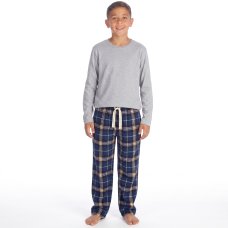 15C749: Boys Jersey Top & Soft Flannel Lounge Pant- Check (7-13 Years)