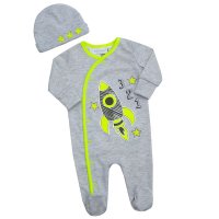 17C243A: Baby Boys Rocket Sleepsuit & Hat Set (NB-9 Months)