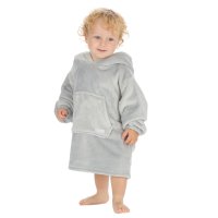 18C1000: Young Infants Plain Oversized Plush Hoodie  WIth Borg Lined Hood- Grey (One Size - 18 Months- 3 Years)