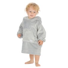 18C1000: Young Infants Plain Oversized Plush Hoodie  WIth Borg Lined Hood- Grey (One Size - 18 Months- 3 Years)