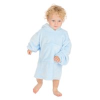 18C1002: Young Infants Plain Oversized Plush Hoodie  WIth Borg Lined Hood- Sky Blue (One Size - 18 Months- 3 Years)