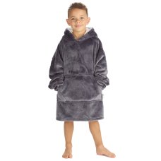 18C1022: Kids Plush Oversized Hoodie- Embossed Football (One Size - 3-6 Years)