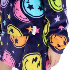 18C1048: Older Kids Plush Oversized Hoodie- Smiley (One Size - 7-13 Years)