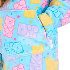 18C1049: Older Kids Plush Oversized Hoodie- Gummy Bear (One Size - 7-13 Years)