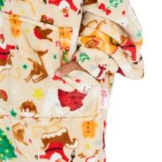 18C1067: Kids Christmas Plush Oversized Hoodie- Cream (One Size - 3-6 Years)
