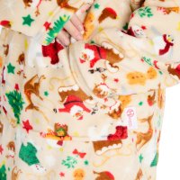 18C1069: Kids Christmas Plush Oversized Hoodie- Cream (One Size - 7-13 Years)
