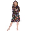 18C1072: Older Kids All Over Print Christmas Plush Dressing Gown- Navy (7-13 Years)