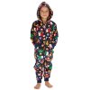 18C1074: Kids All Over Print Christmas Plush Onesie- Navy (2-6 Years)