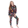 18C1076: Older Kids All Over Print Christmas Plush Onesie- Navy (7-13 Years)