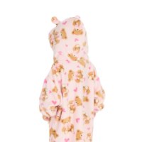18C1079: Kids Teddy Print Oversized Plush Hoodie (One Size - 3-6 Years)