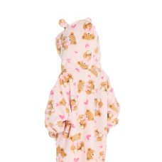 18C1079: Kids Teddy Print Oversized Plush Hoodie (One Size - 3-6 Years)