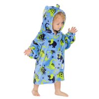 18C1080: Young Infants Dinosaur Print Oversized Plush Hoodie (One Size - 18 Months- 3 Years)