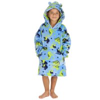 18C1081: Kids Dinosaur Print Oversized Plush Hoodie (One Size - 3-6 Years)