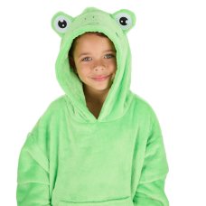 18C1088: Kids Novelty Frog Oversized Plush Hoodie (One Size - 3-6 Years)